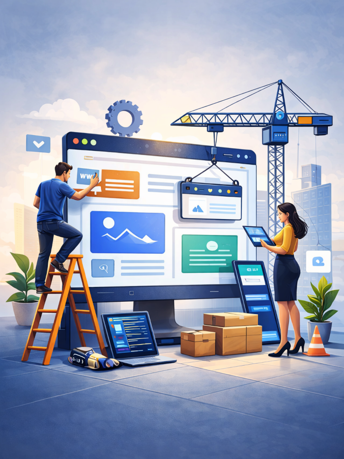 Imagem ilustrativa que demostra a Construção de Sites